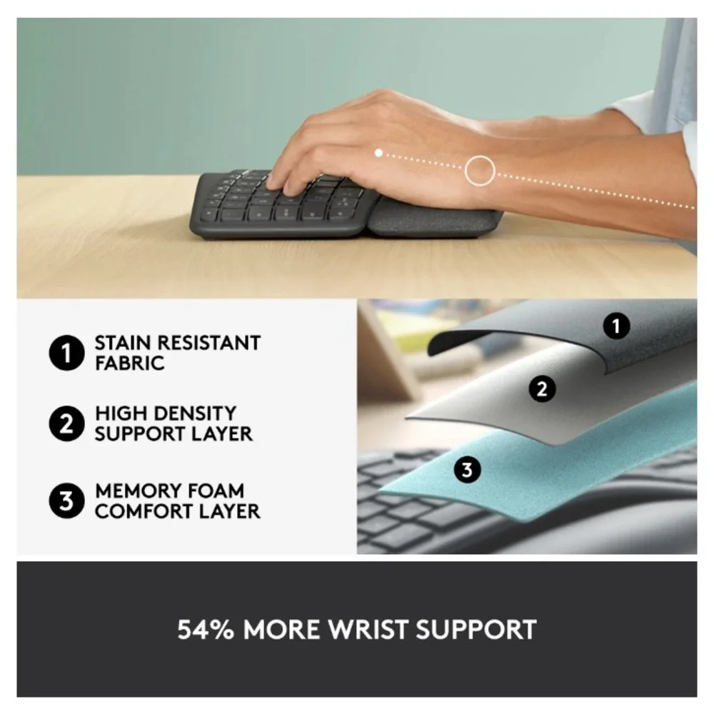 Logitech‎ K860 Wireless Bluetooth Ergonomic Keyboard Split Design PC Mac Black
